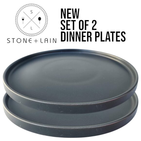NEW 2X Stone Lain Stoneware Round Dinner Plate Dinnerware Gray Replacement Matte - Picture 1 of 8